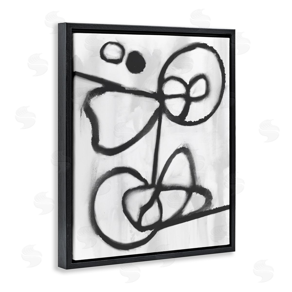 Stupell Studio Abstract Linework Shapes Black Black Floater Frame Canvas Art