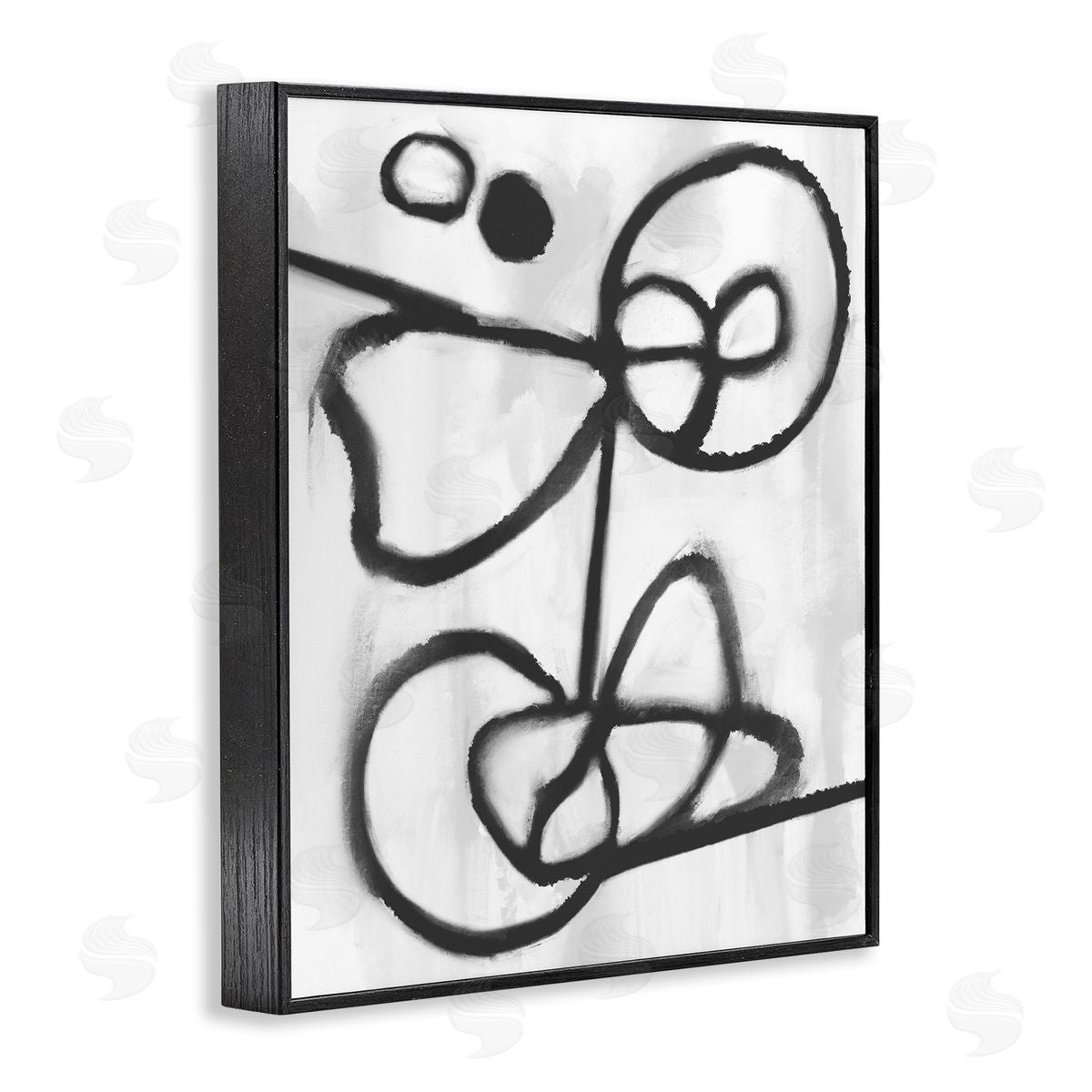 Stupell Studio Abstract Linework Shapes Black Black Framed Giclee Wall Art