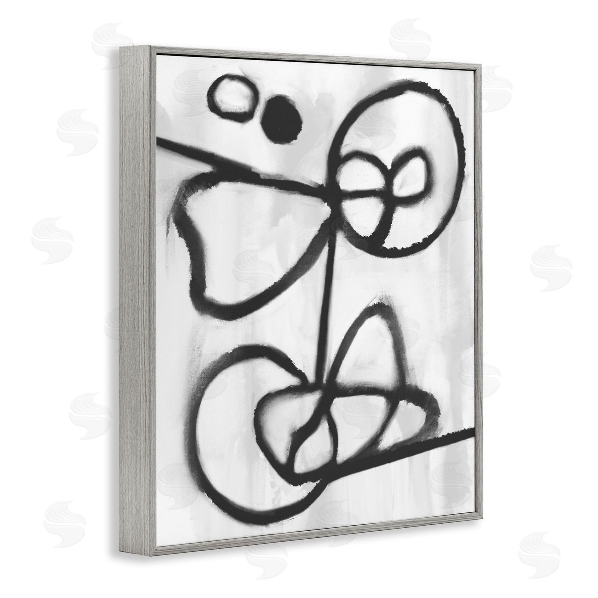 Stupell Studio Abstract Linework Shapes Black Gray Framed Giclee Wall Art