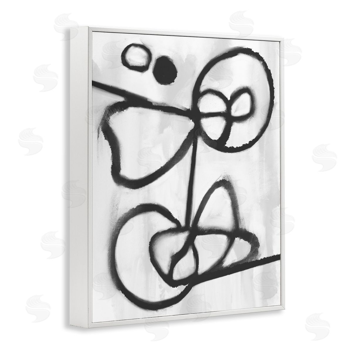 Stupell Studio Abstract Linework Shapes Black White Framed Giclee Wall Art