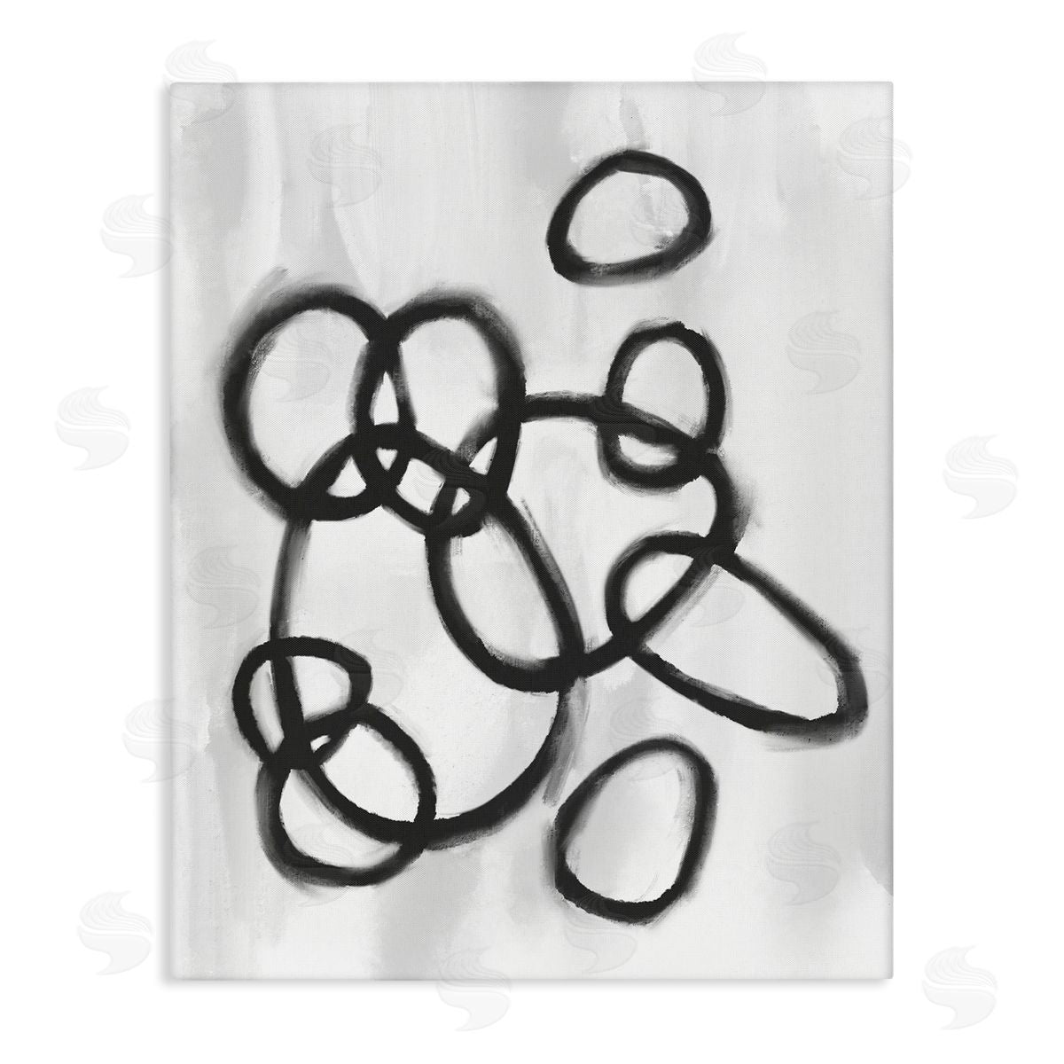 Stupell Studio Circular Linework Abstract Black White Canvas Wall Art