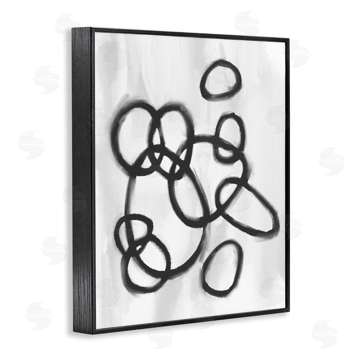 Stupell Studio Circular Linework Abstract Black White Black Framed Giclee Wall Art