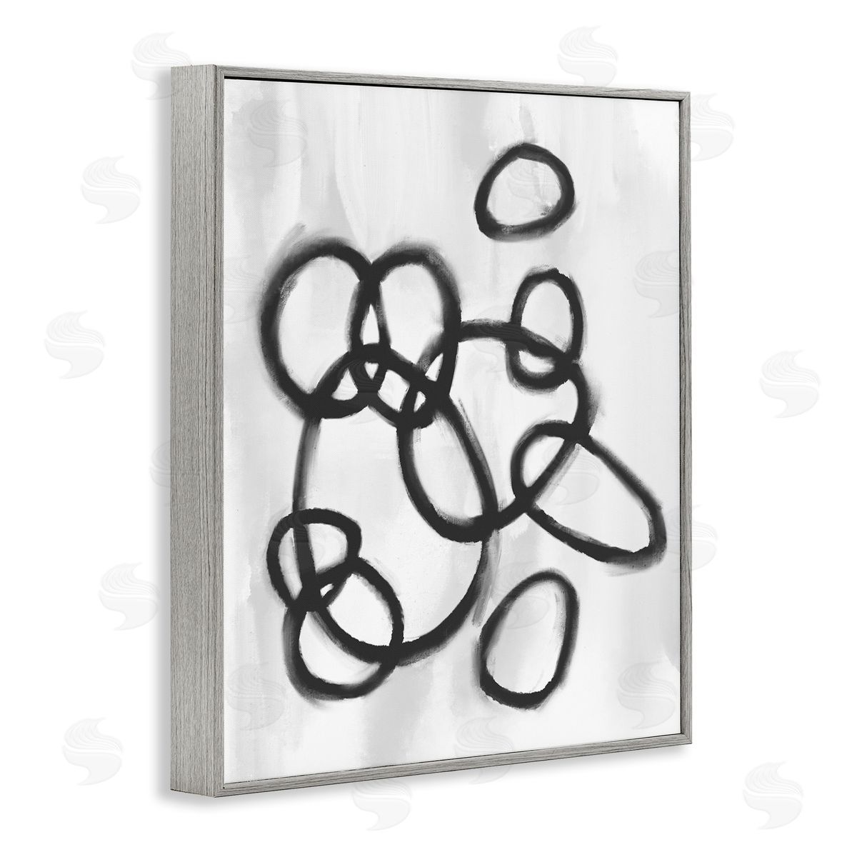 Stupell Studio Circular Linework Abstract Black White Gray Framed Giclee Wall Art