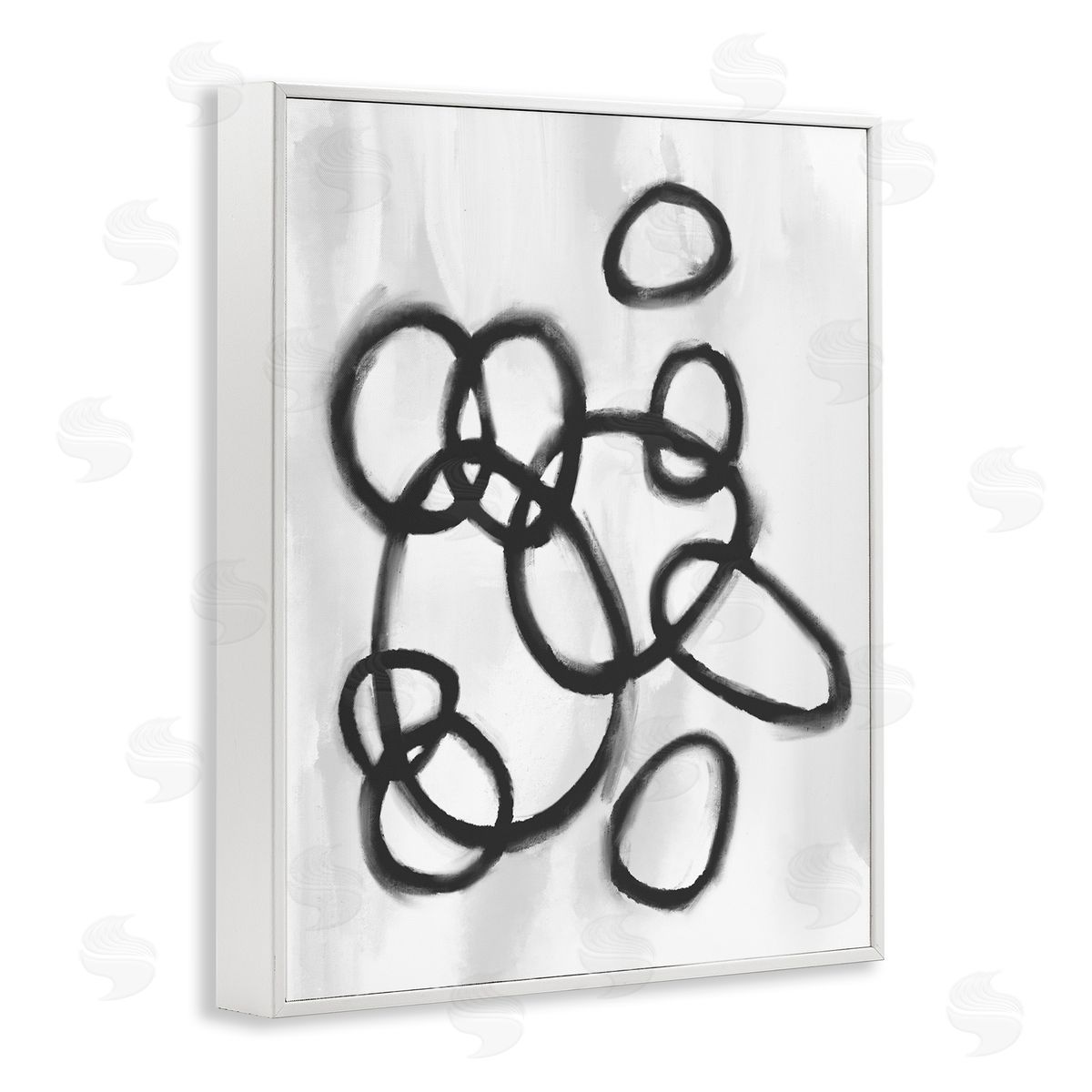 Stupell Studio Circular Linework Abstract Black White White Framed Giclee Wall Art