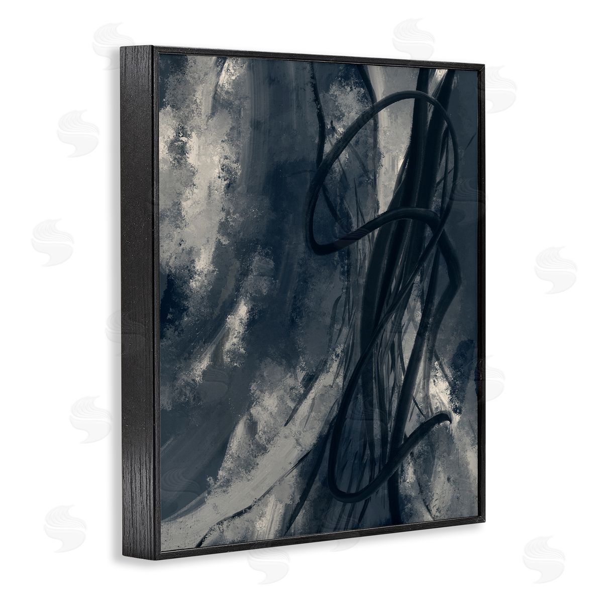 Stupell Studio Shades of Blue Abstract Design Black Framed Giclee Wall Art