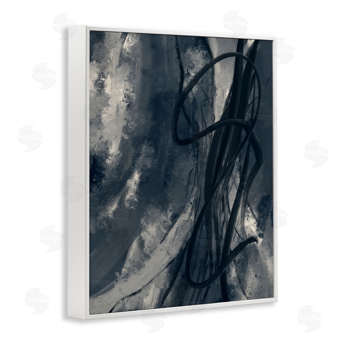Stupell Studio Shades of Blue Abstract Design White Framed Giclee Wall Art