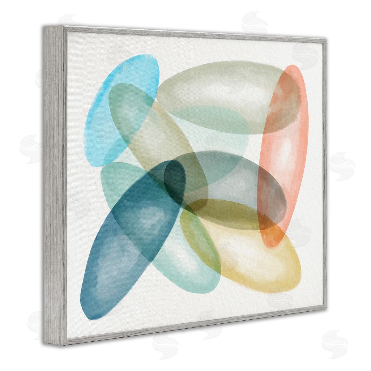 Stupell Studio Colorful Opaque Ovals Abstraction Gray Framed Giclee Wall Art