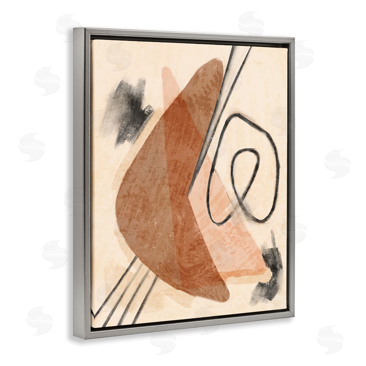 Stupell Studio Layered Boomerang Abstract Linework Gray Floater Frame Canvas Art