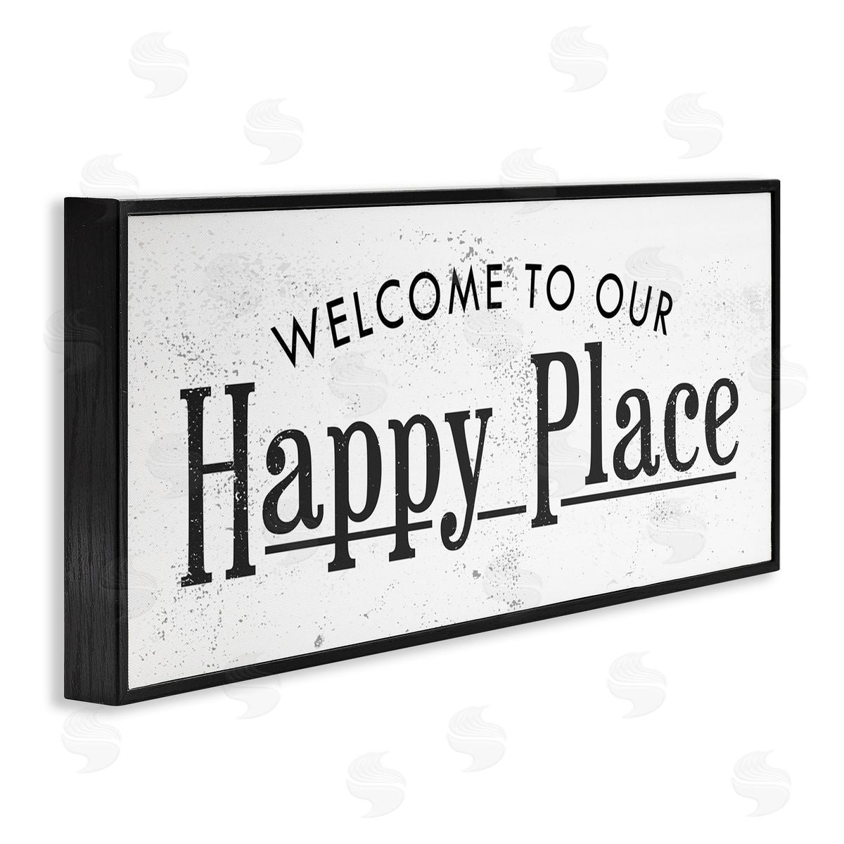 Stupell Studio Welcome to Our Happy Place Design Black Framed Giclee Wall Art