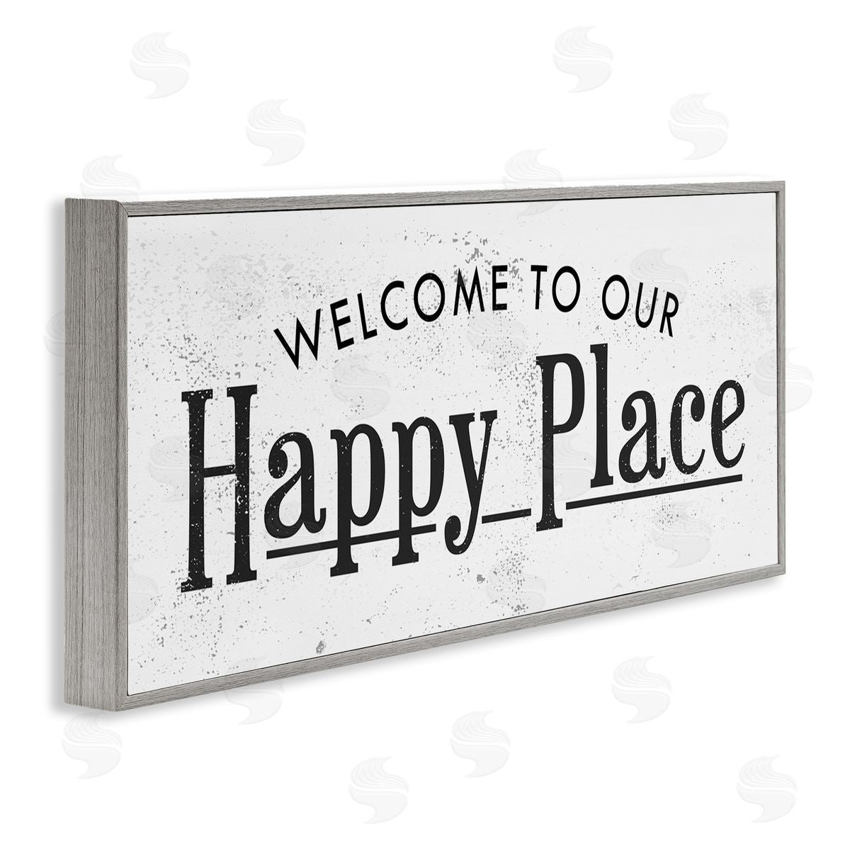 Stupell Studio Welcome to Our Happy Place Design Gray Framed Giclee Wall Art