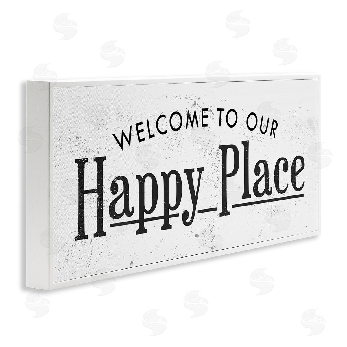 Stupell Studio Welcome to Our Happy Place Design White Framed Giclee Wall Art