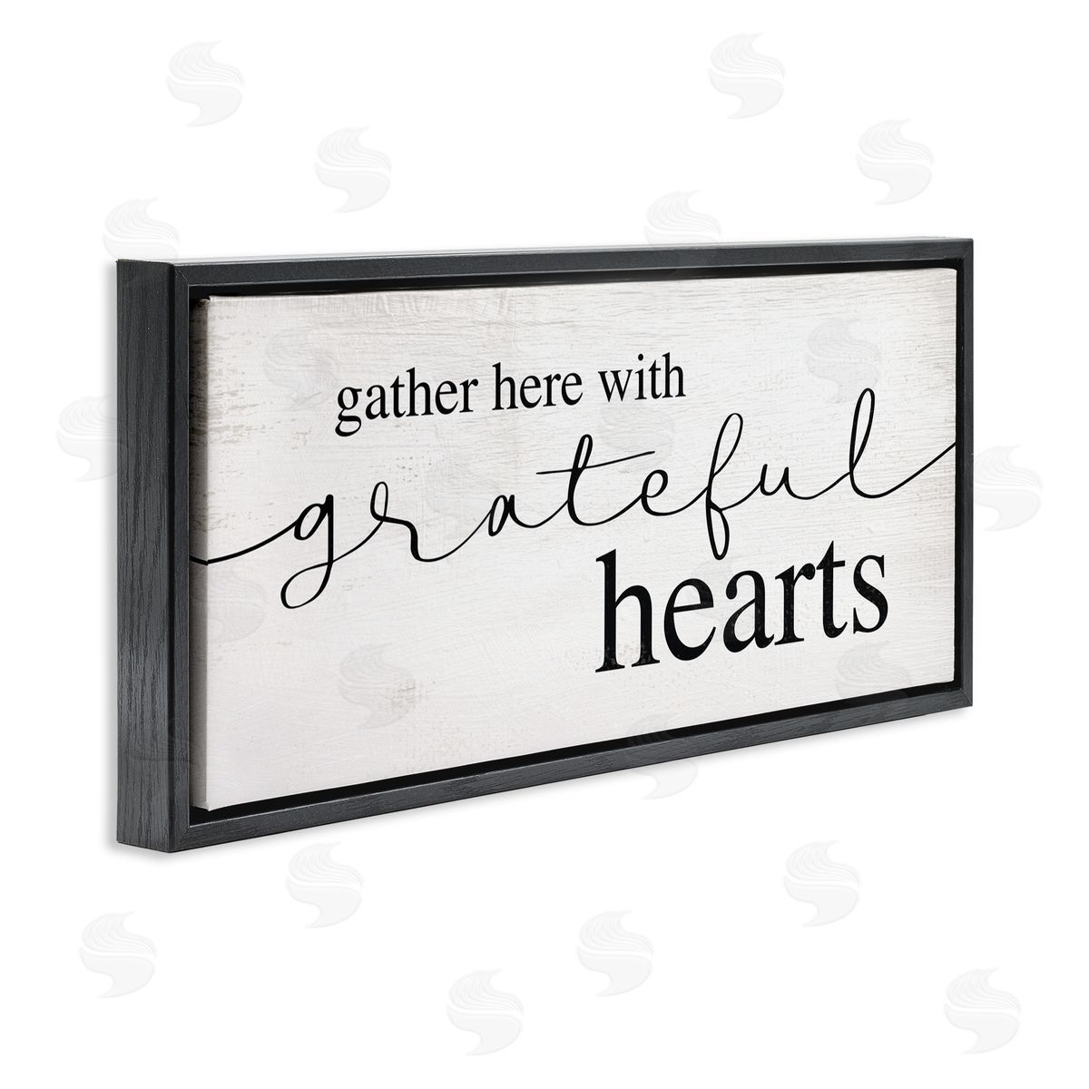 Stupell Studio Gather Grateful Hearts Charming Design Black Floater Frame Canvas Art