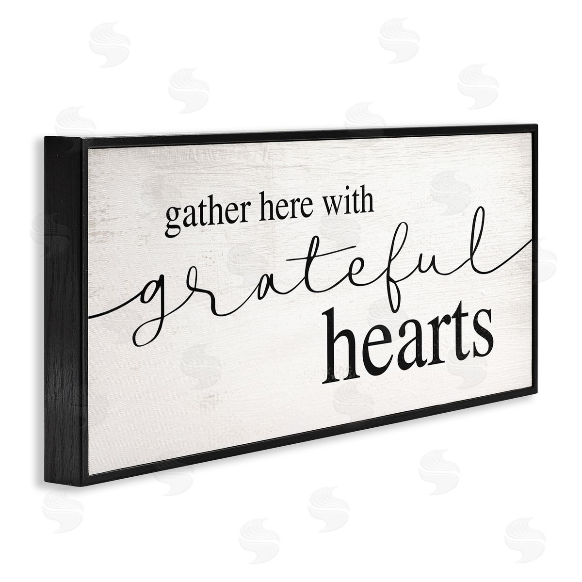 Stupell Studio Gather Grateful Hearts Charming Design Black Framed Giclee Wall Art