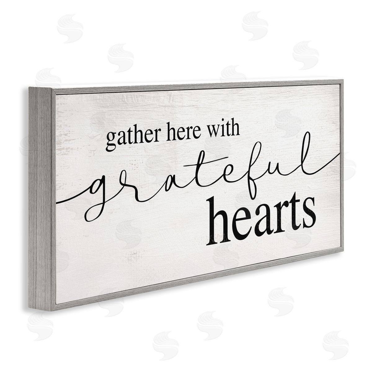 Stupell Studio Gather Grateful Hearts Charming Design Gray Framed Giclee Wall Art
