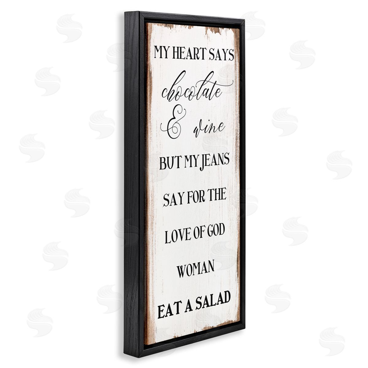 Stupell Studio My Heart Says Chocolate Phrase Painted Wood Pattern Black Floater Frame Canvas Art