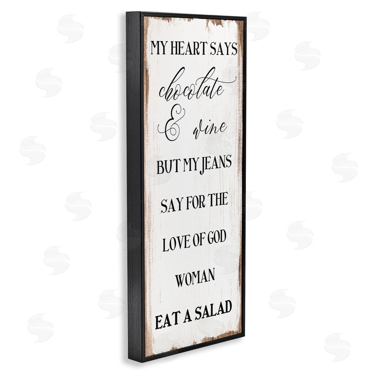 Stupell Studio My Heart Says Chocolate Phrase Painted Wood Pattern Black Framed Giclee Wall Art