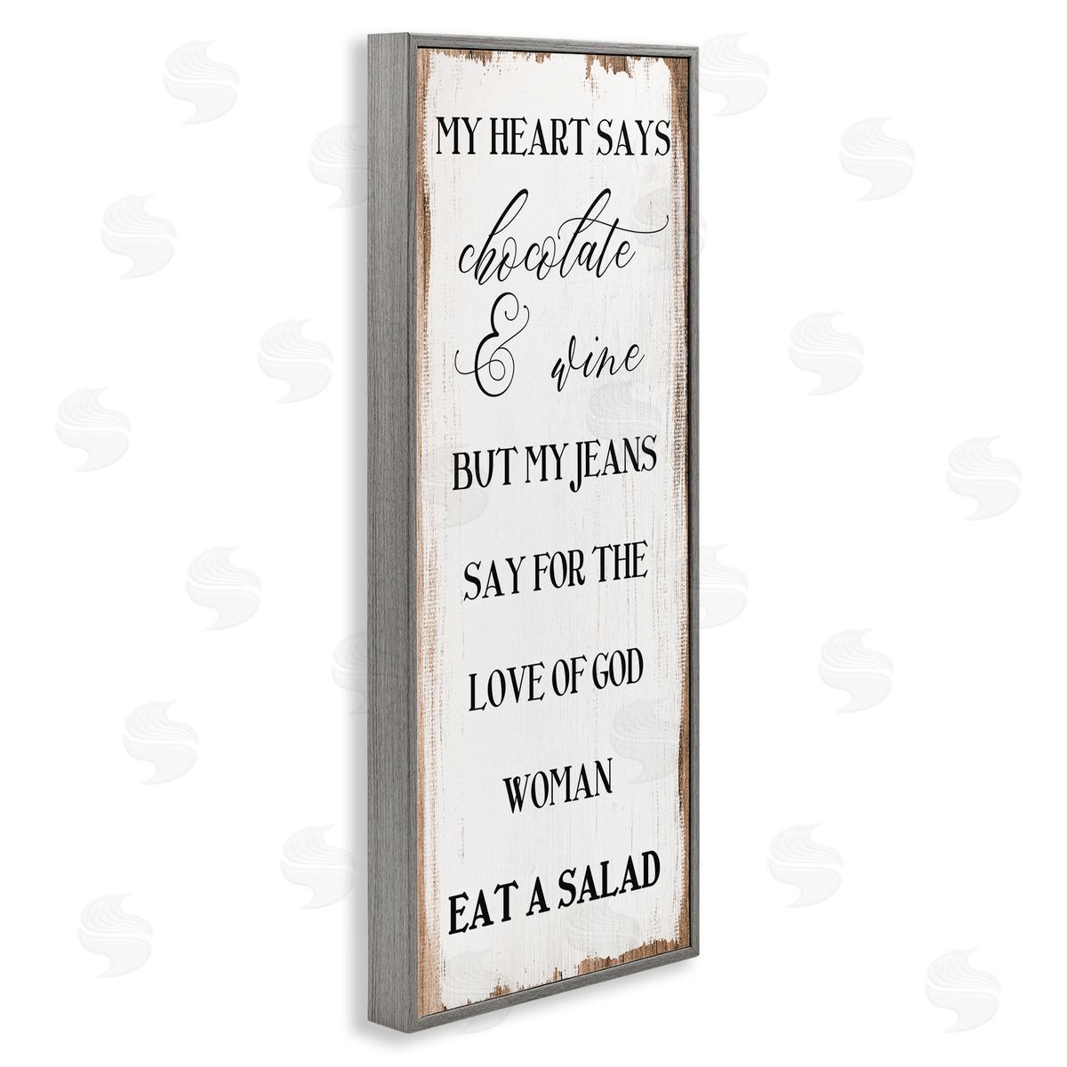 Stupell Studio My Heart Says Chocolate Phrase Painted Wood Pattern Gray Framed Giclee Wall Art