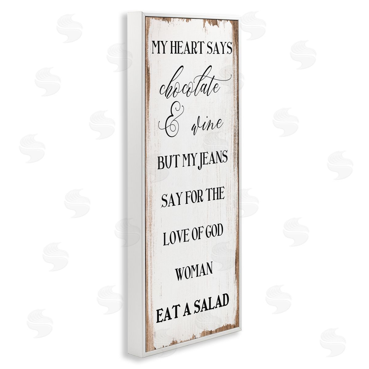 Stupell Studio My Heart Says Chocolate Phrase Painted Wood Pattern White Framed Giclee Wall Art