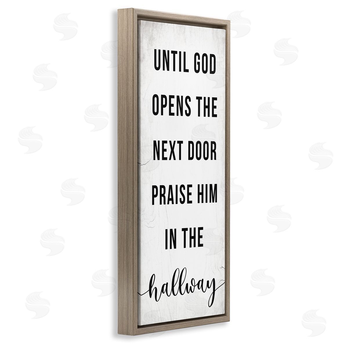 Stupell Studio God Opens the Door Phrase Brown Floater Frame Canvas Art