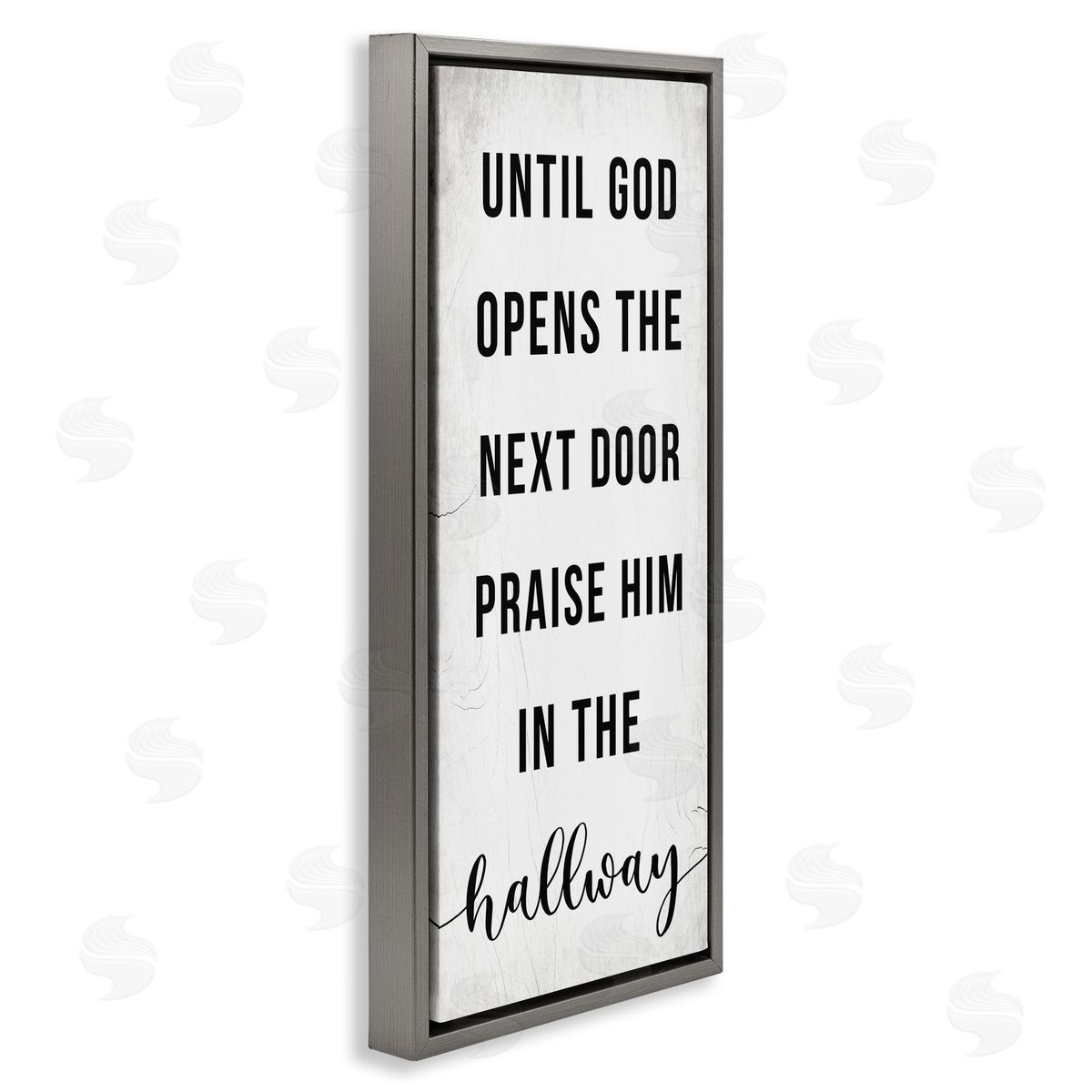 Stupell Studio God Opens the Door Phrase Gray Floater Frame Canvas Art
