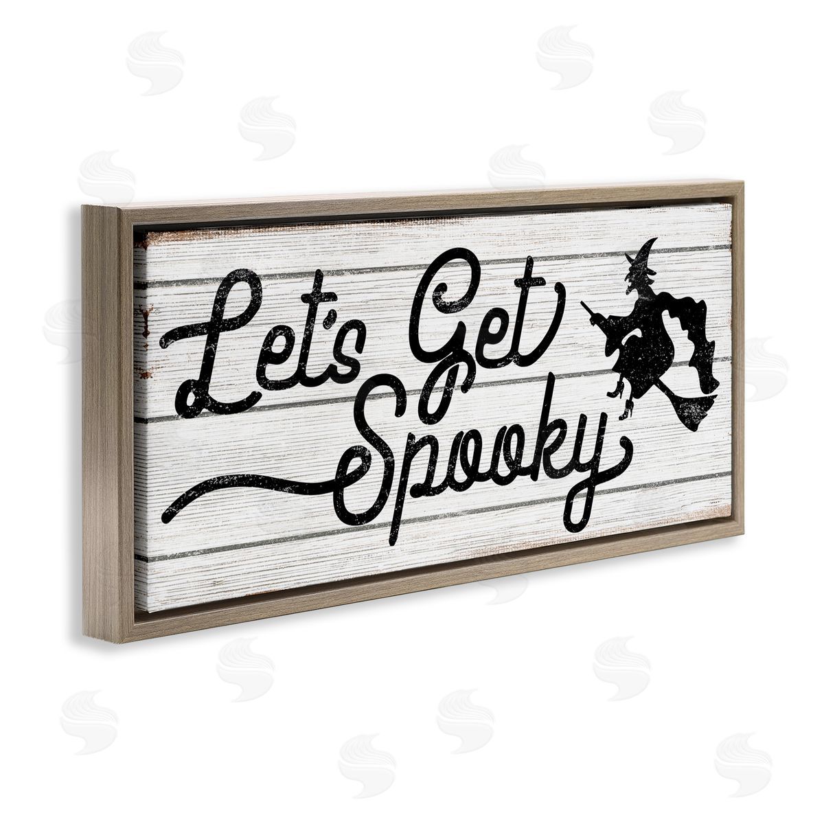 Stupell Studio Let's Get Spooky Rustic Witch Brown Floater Frame Canvas Art