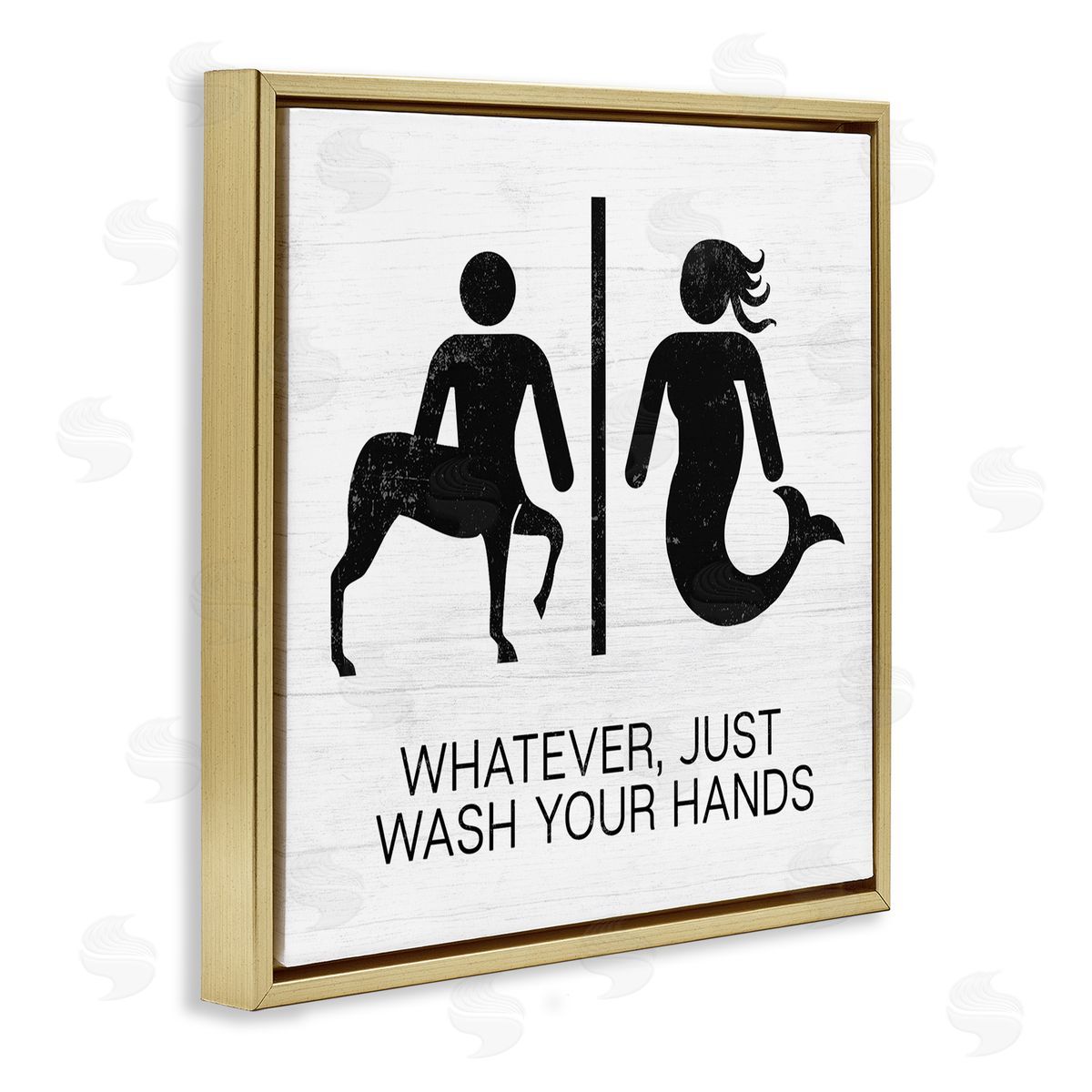 Stupell Studio Wash Your Hands Mythical Centaur Mermaid Gold Floater Frame Canvas Art