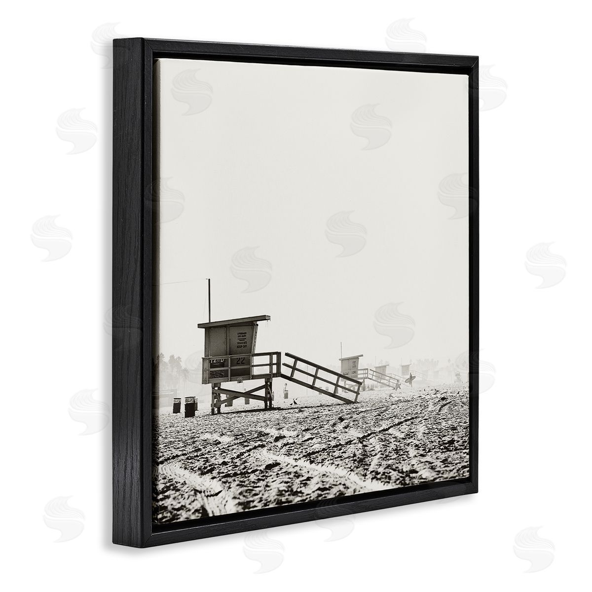 Myan Soffia Vintage Beach Lifeguard Stands Black Floater Frame Canvas Art