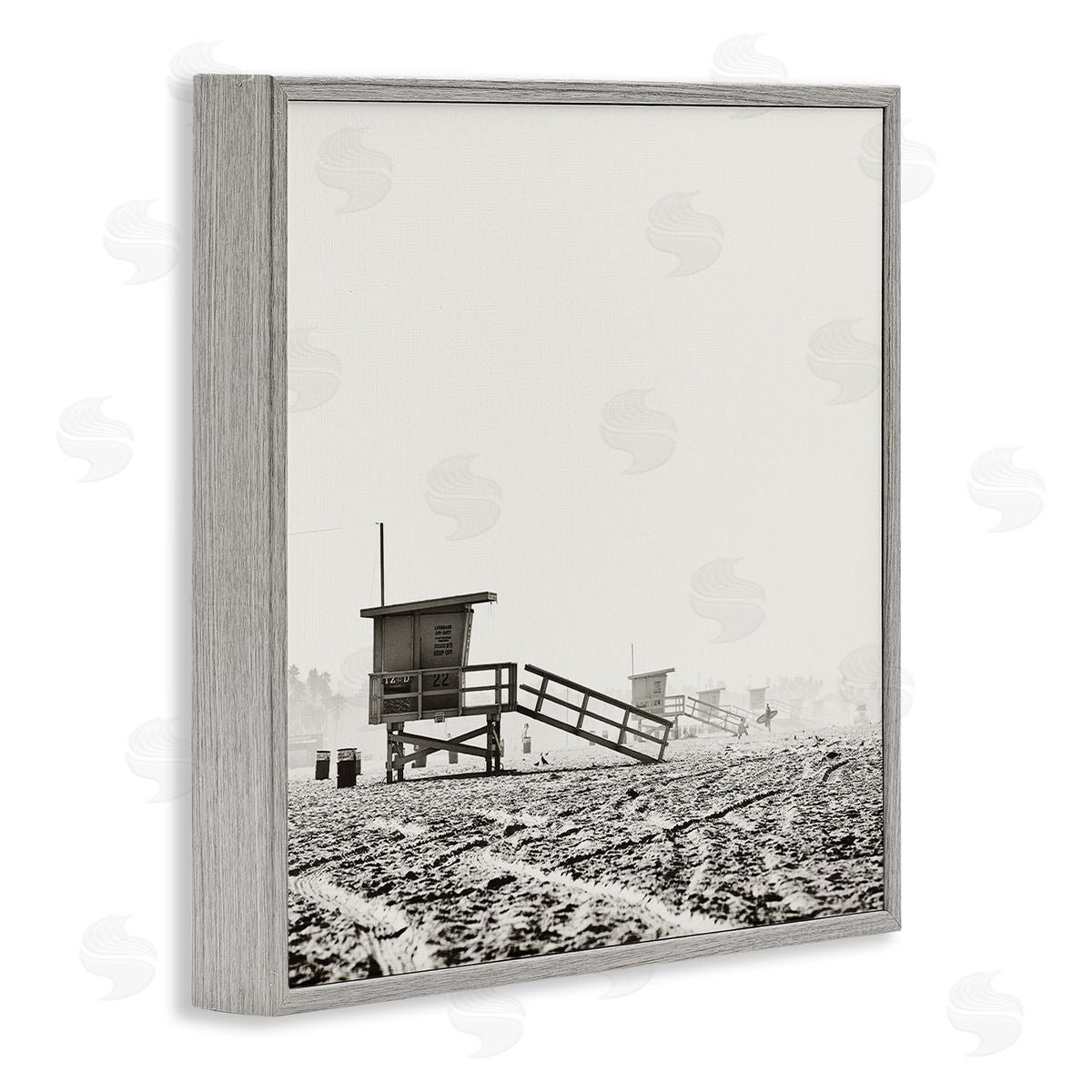 Myan Soffia Vintage Beach Lifeguard Stands Gray Framed Giclee Wall Art