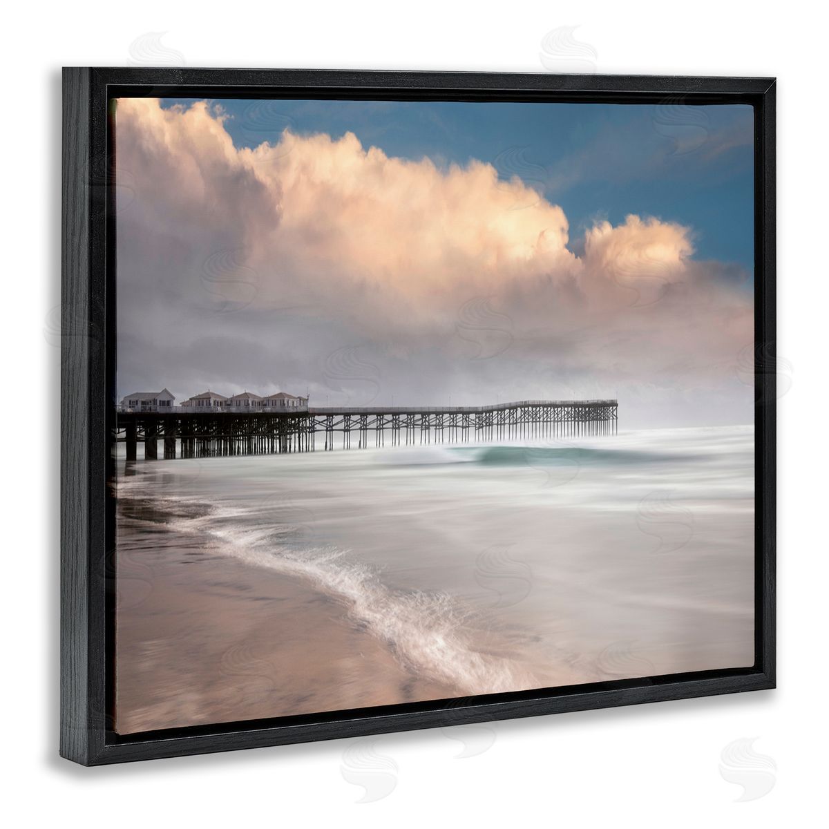 Lee Sie Beach Wharf Nautical Landscape Black Floater Frame Canvas Art