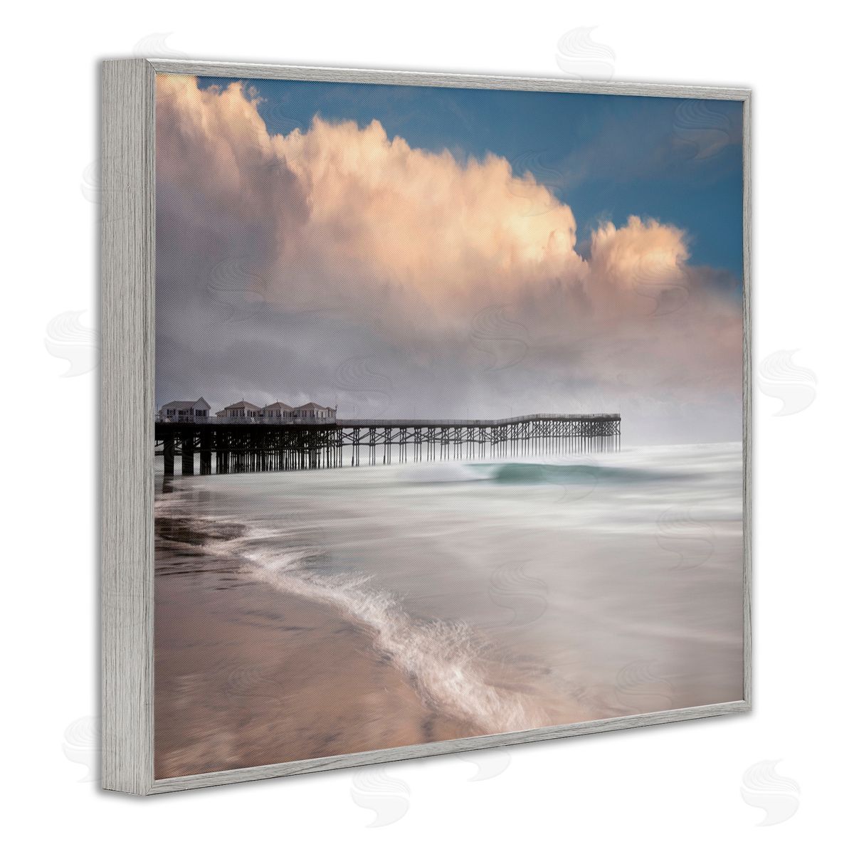 Lee Sie Beach Wharf Nautical Landscape Gray Framed Giclee Wall Art