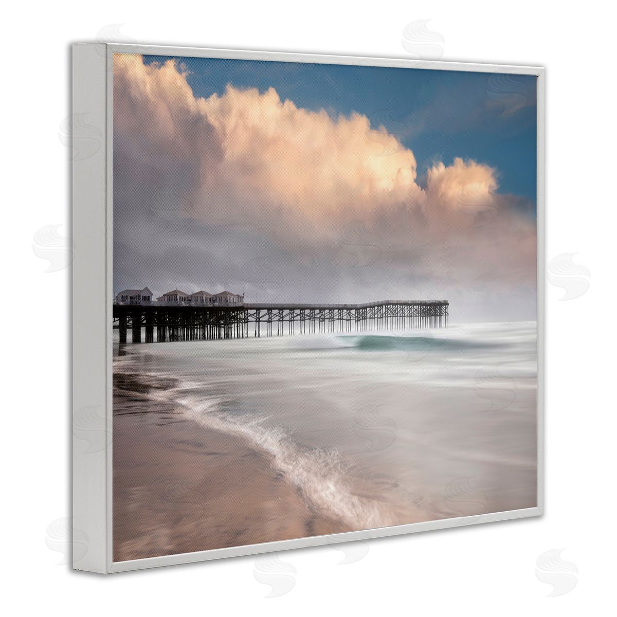 Lee Sie Beach Wharf Nautical Landscape White Framed Giclee Wall Art