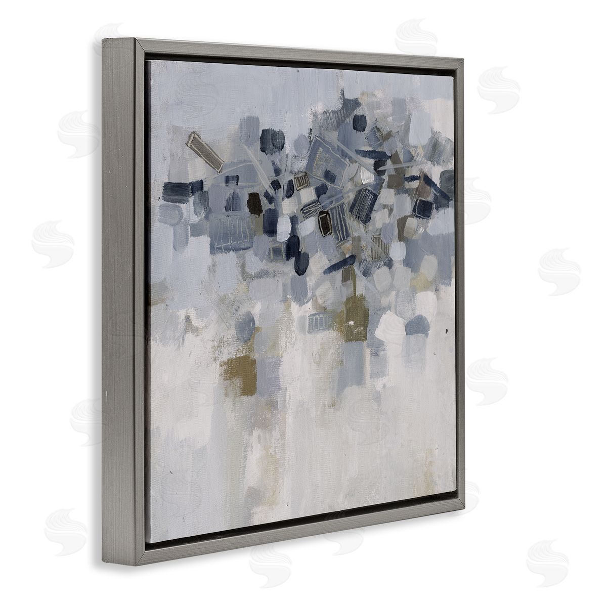 Smith Haynes Soft Blue Abstracted Shapes Detail Gray Floater Frame Canvas Art
