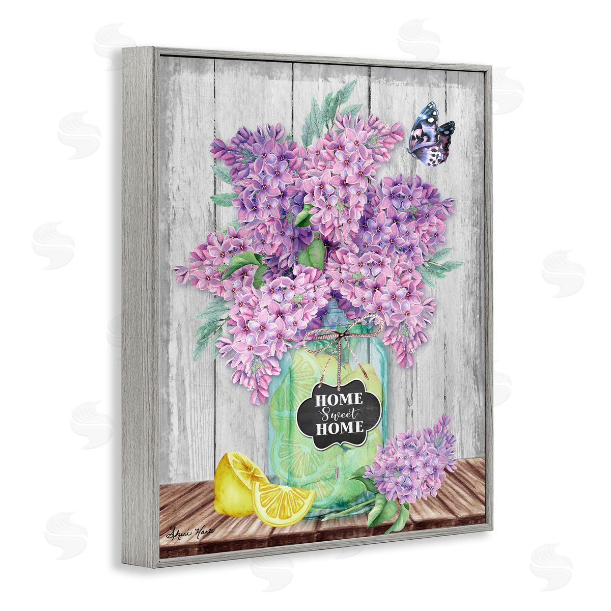 Sheri Hart Home Sweet Home Lilac Flowers  Gray Framed Giclee Wall Art