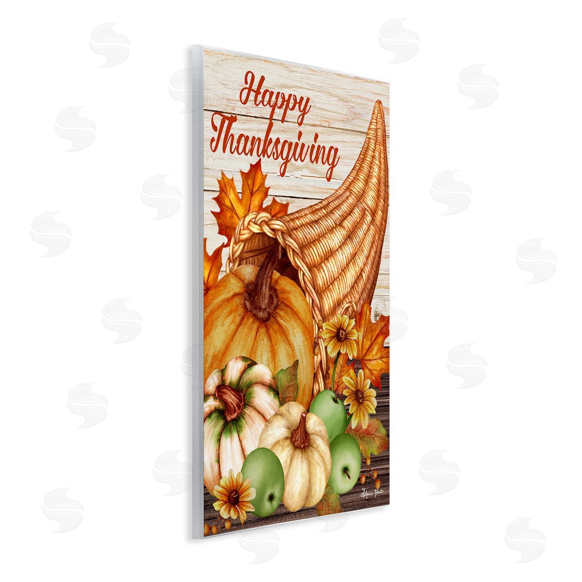 Sheri Hart Happy Thanksgiving Harvest Cornucopia Wall Plaque Art