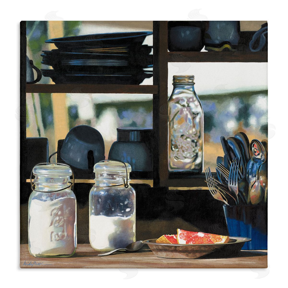 Heide Presse Realistic Kitchen Shelf Painting Canvas Wall Art
