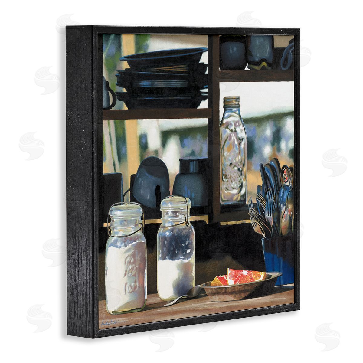 Heide Presse Realistic Kitchen Shelf Painting Black Framed Giclee Wall Art