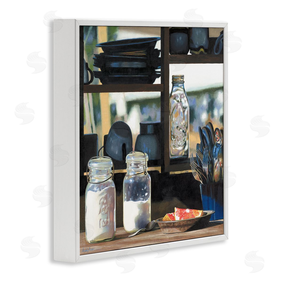 Heide Presse Realistic Kitchen Shelf Painting White Framed Giclee Wall Art
