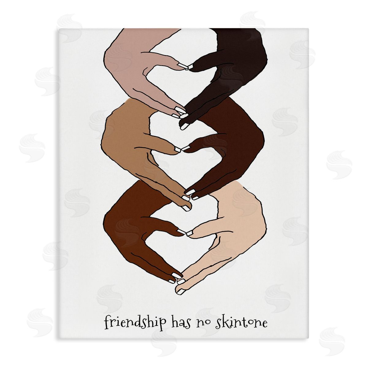 Lanie Loreth Friendship Diverse Hands Heart Pose  Canvas Wall Art