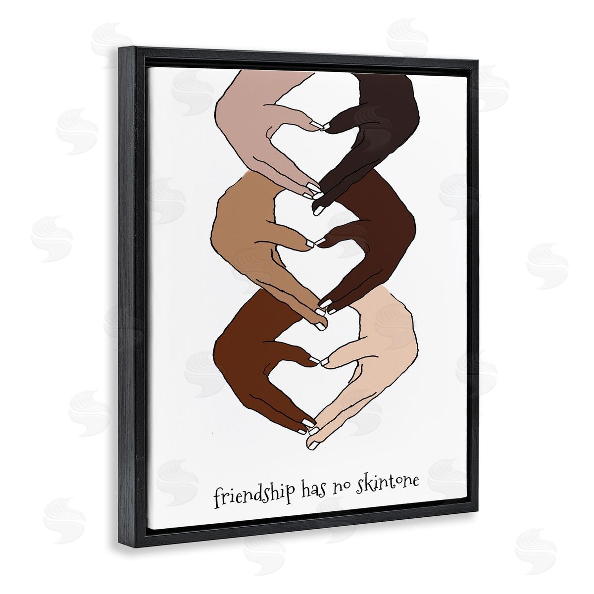 Lanie Loreth Friendship Diverse Hands Heart Pose  Black Floater Frame Canvas Art