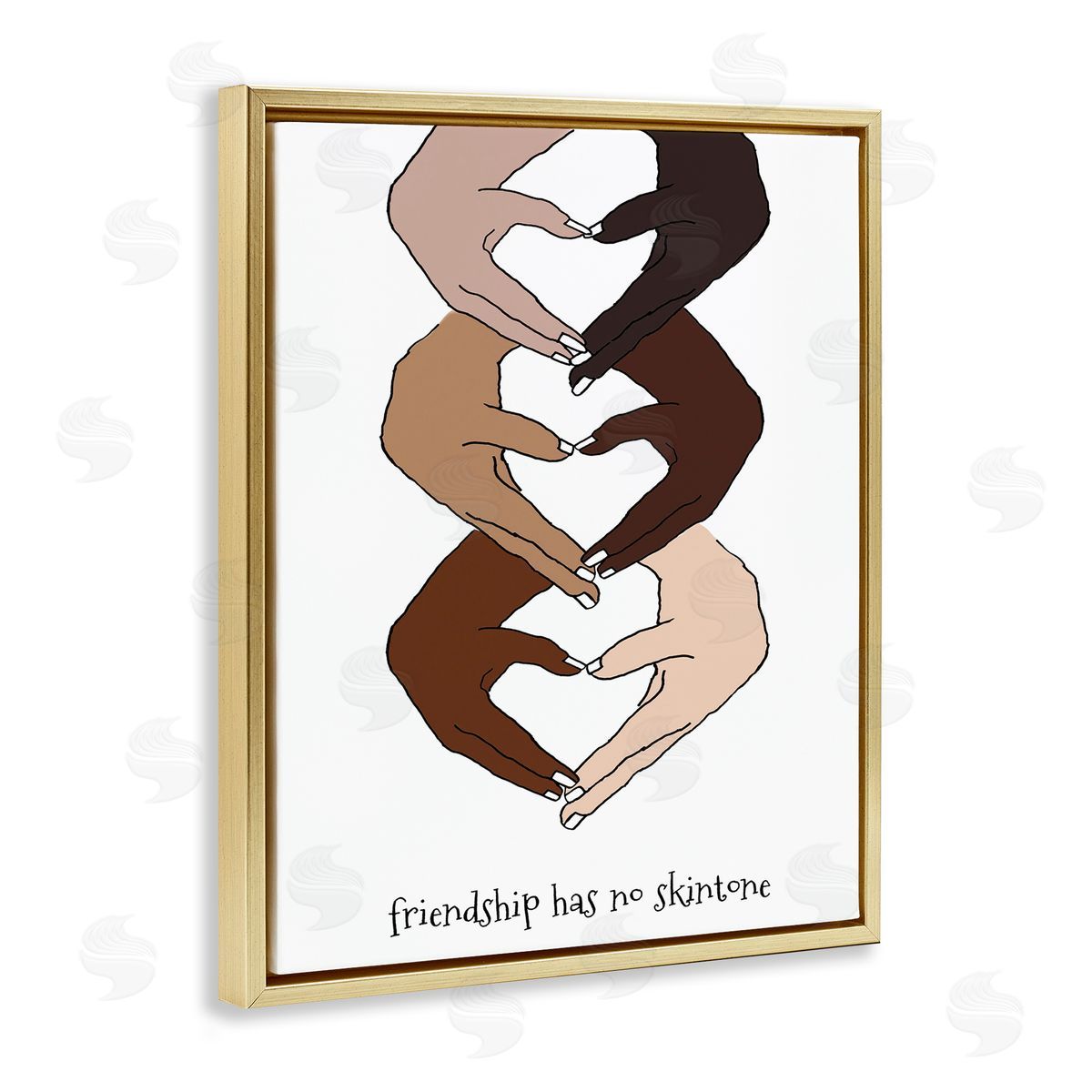 Lanie Loreth Friendship Diverse Hands Heart Pose  Gold Floater Frame Canvas Art
