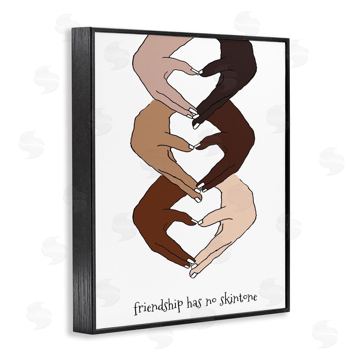 Lanie Loreth Friendship Diverse Hands Heart Pose  Black Framed Giclee Wall Art