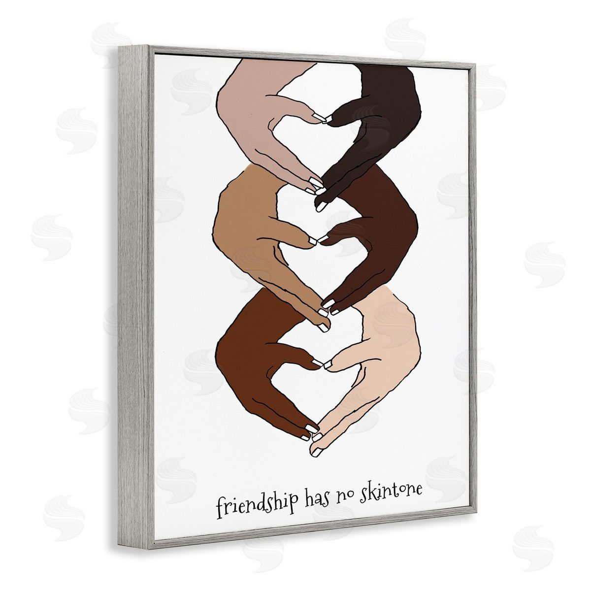 Lanie Loreth Friendship Diverse Hands Heart Pose  Gray Framed Giclee Wall Art
