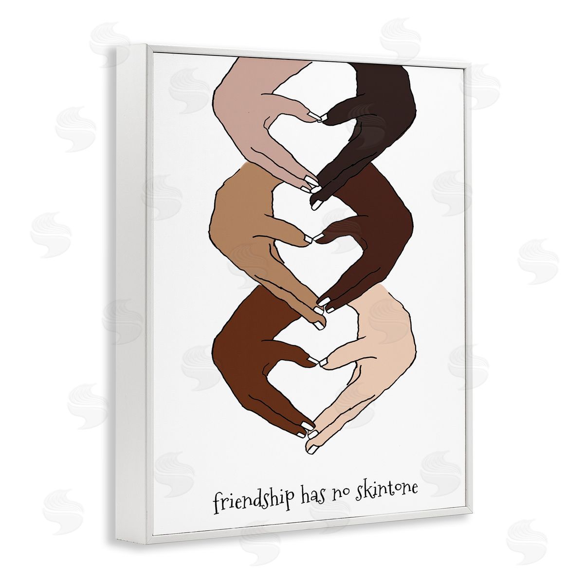 Lanie Loreth Friendship Diverse Hands Heart Pose  White Framed Giclee Wall Art