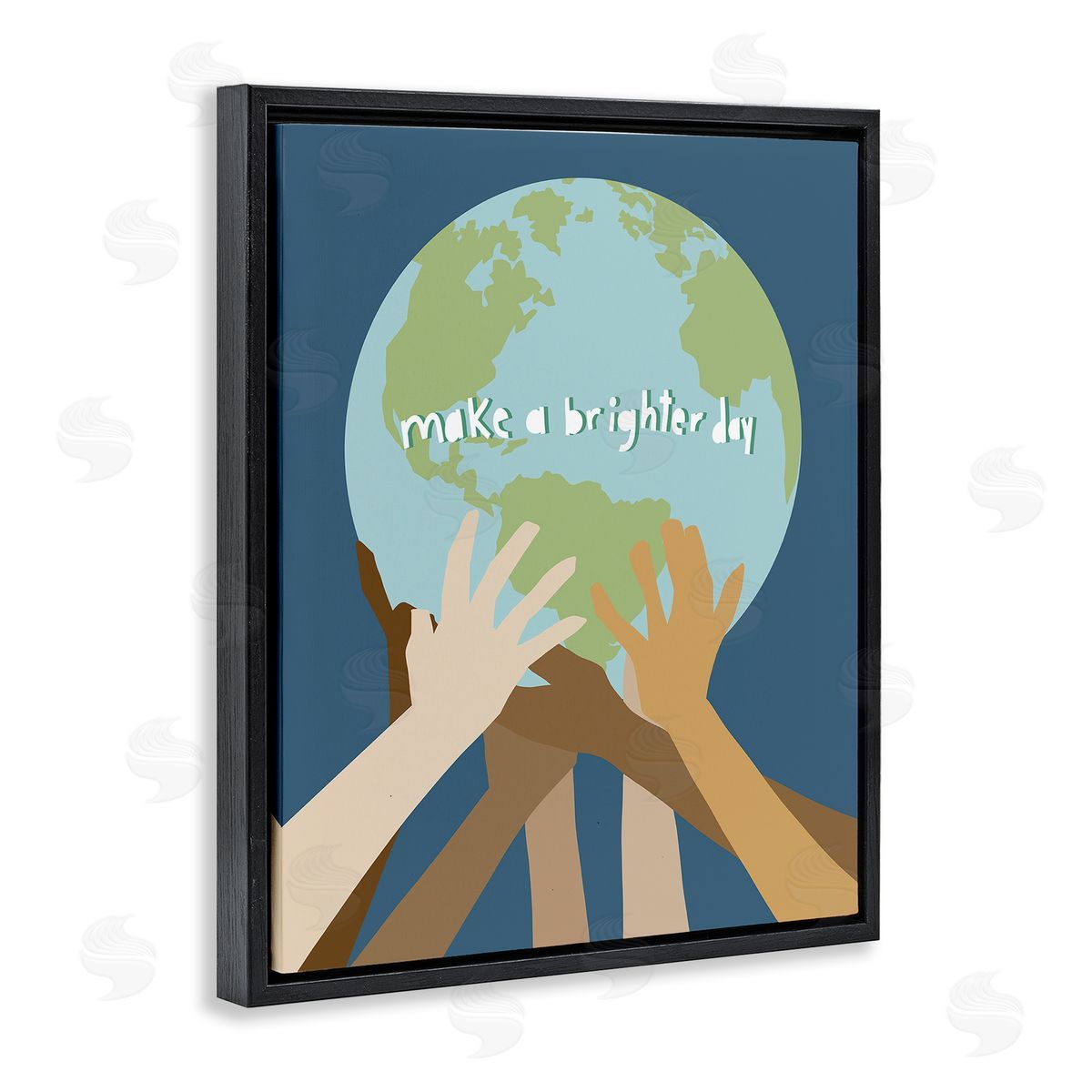 Jen Bucheli Brighter Day Diverse Hands Black Floater Frame Canvas Art