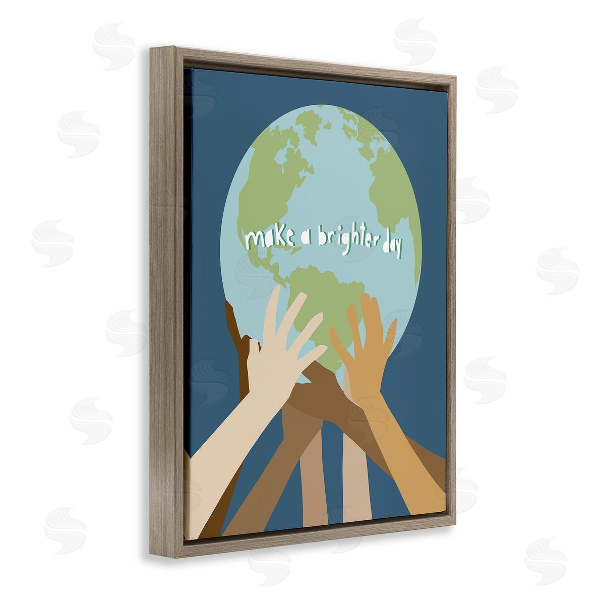 Jen Bucheli Brighter Day Diverse Hands Brown Floater Frame Canvas Art