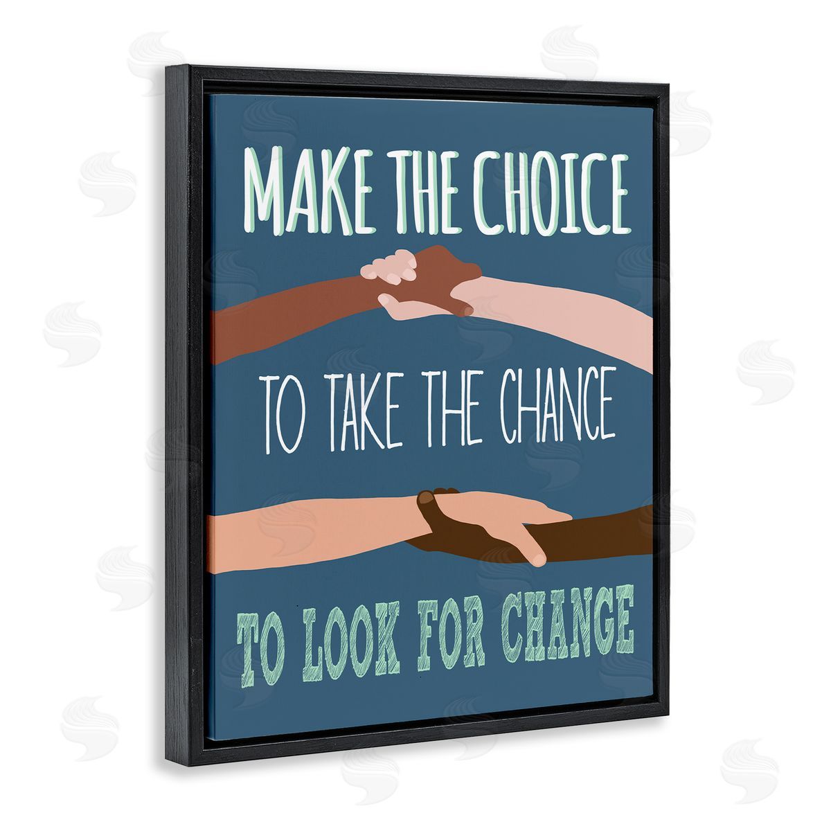 Jen Bucheli Look For Change Diverse Hand Holding Black Floater Frame Canvas Art