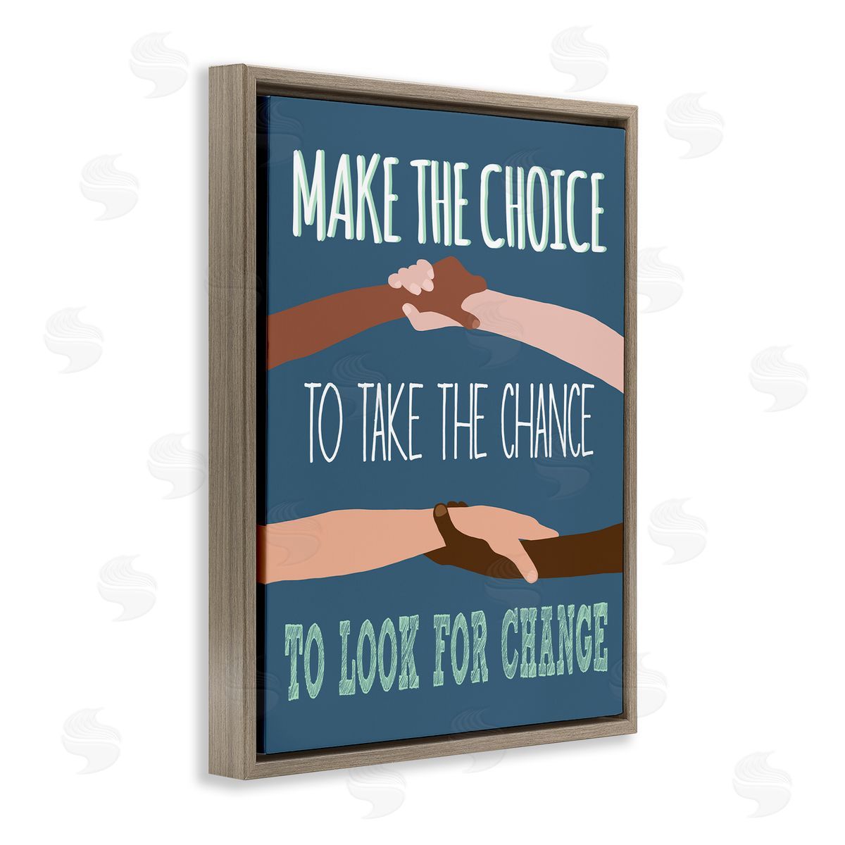 Jen Bucheli Look For Change Diverse Hand Holding Brown Floater Frame Canvas Art