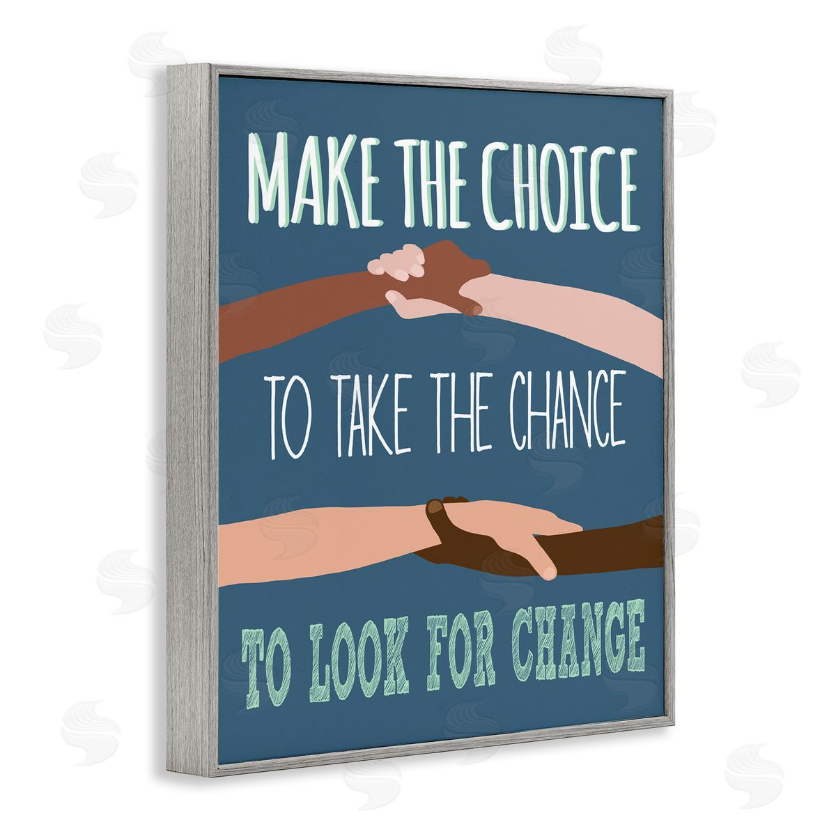 Jen Bucheli Look For Change Diverse Hand Holding Gray Framed Giclee Wall Art