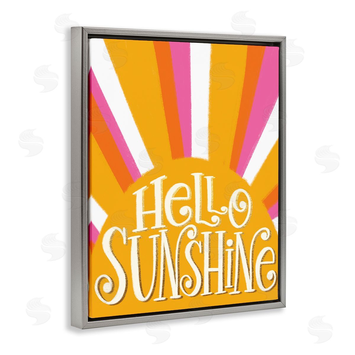 Taylor Shannon Designs Hello Sunshine Yellow Stripes Gray Floater Frame Canvas Art