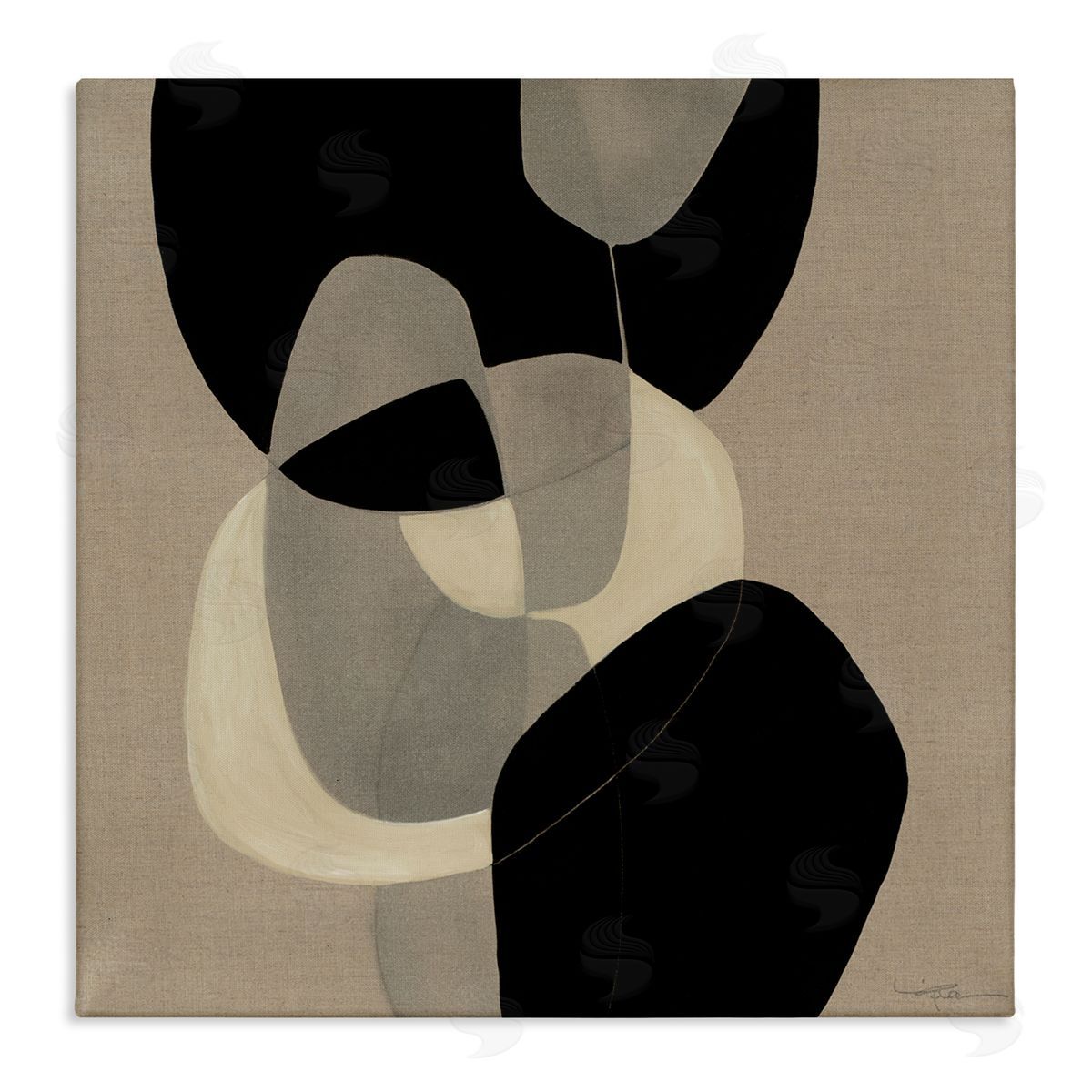 Kippi Leonard Neutral Shapes Abstract Brown Black Canvas Wall Art